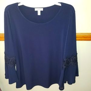 Calvin Klein 3/4 sleeve lace bell sleeve